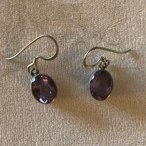 Amethyst and sterling, silver earrings